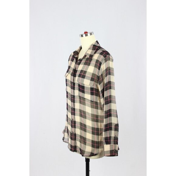 EQUIPMENT Slim Signature Plaid Check 100% Silk Chiffon Button Up Shirt, Size S - Picture 4 of 15